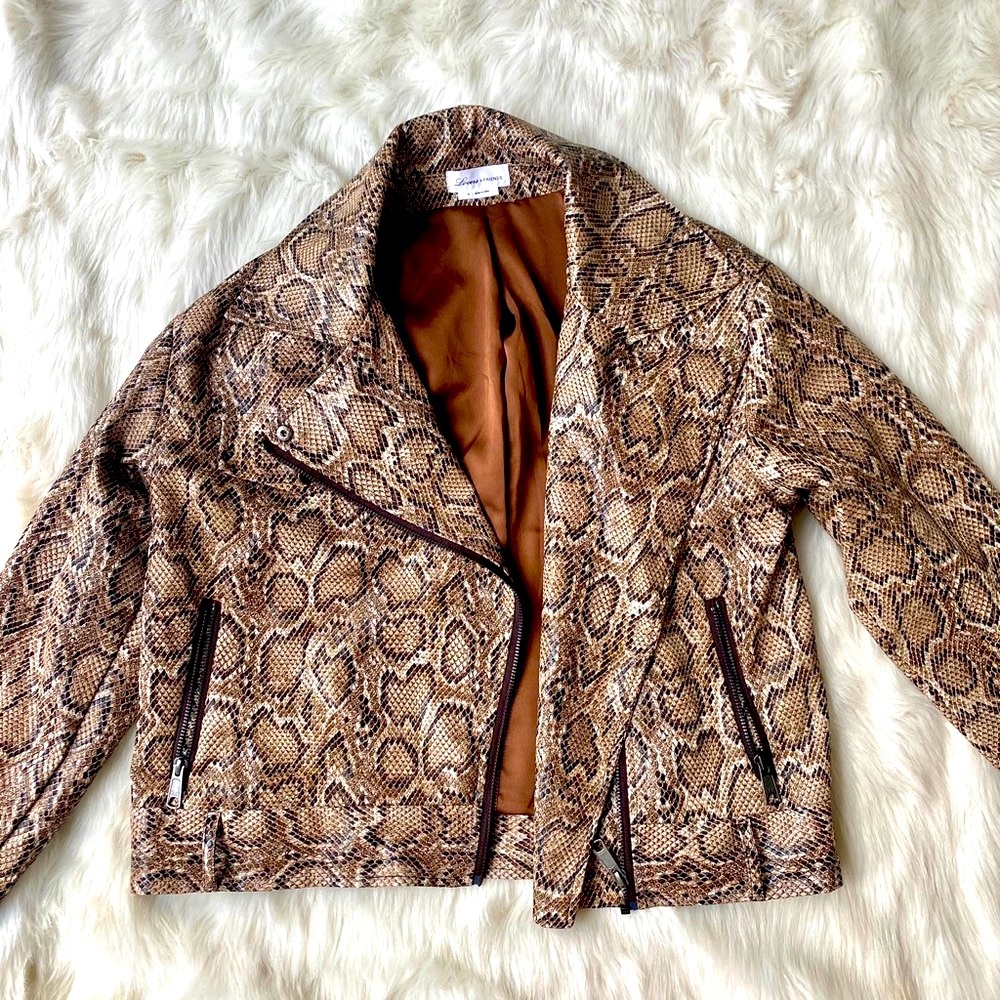 Revolve Lovers + friends faux leather snakeskin jacket